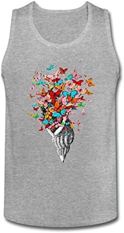 FLLVXP Men's Conch And Flowers Tank Top 100% Cotton