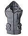 H2H Mens Casual Colorful Sleeveless Hoodie Zip-up Vest GRAYBLACK US M/Asia L (CMOHOSL01)