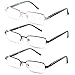 Specs Half Rimmed Rectangular Reading Glasses For Men - Free Microfiber Cleaning Pouch +2.00 Value 3 Pack