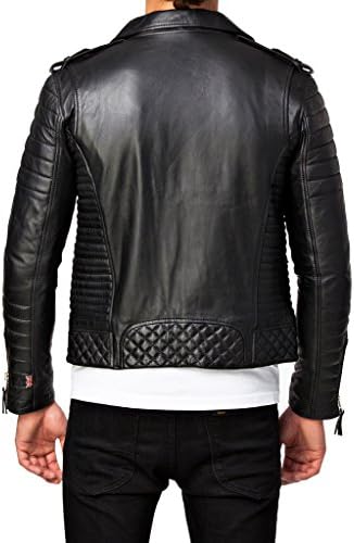 Awwalleather Men's Moto Leather Jacket Mj 66 Large Black