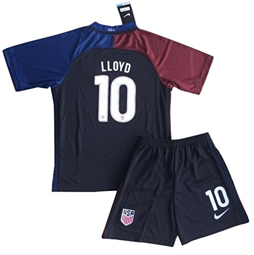 Carli Lloyd #10 USA National 2016-2017 Away Jersey & Shorts for Kids (11-13 Years Old)