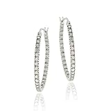Sterling Silver Diamond Accent Inside Out Oval Hoop Earrings
