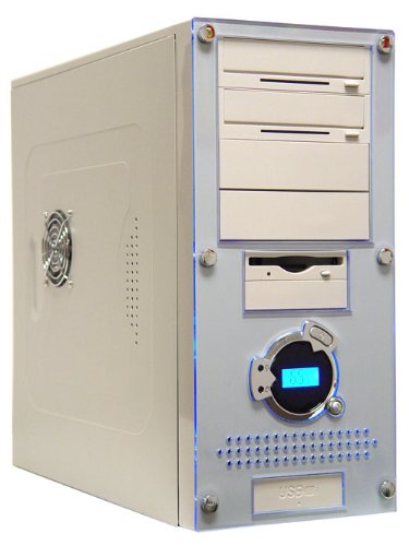 Apevia X-Dreamer mid tower with front USB/audio ports, LCD Temp. display, 5.25 drive doors, 420W PSU.