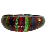 Glitter Bangle, Large In Multi with Blue Finish