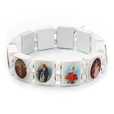 Stretch White Wooden Saints Bracelet / Jesus Bracelet / All Saints Bracelet - Up to 20cm Length