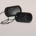 Black Custom US Military Dog Tag Personalized ID Set. Complete with Chains and Silencers