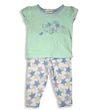 B.T. Kids - Infant Baby Girls Short Sleeved Cotton Pajama Set, White, Seafoam