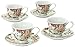Antique Rose Pattern Child's Size Tea Party Fine Demi Tea Cups And Saucers - Set of Four