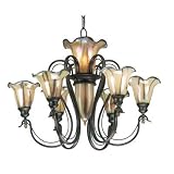 Kenroy Home 90896TS Inverness Seven-Light Chandelier, Tuscan Silver with Chrome Swirl Globes