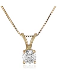 18k Gold Round Diamond Solitaire Pendant Necklace (1/4 ct, H-I Color, SI1-SI2 Clarity), 18"
