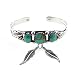 Sterling Silver Genuine Turquoise Cuff Bracelet with Dangling Feathers picture