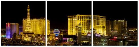 LAS VEGAS Ready to Hang Set of 3 Wall Art Prints Mounted on Fiberboards/Better than Canvas Arts/size 16 by 16 inches (each panel)