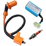 New Pack of Performance Racking Round Ac Fired 6 Pins Cdi + Ignition Coil + 3 Elecrode Spark Plug for Chinese 50cc 125cc 150cc Gy6 Moped Scooter Go Kart