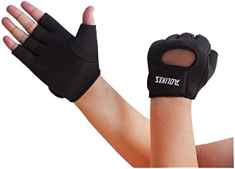 JZshop Unisex Women Men Half Finger Gloves Fitness Sport Exercise Bike Bicycle Cycling Riding Short Non-Slip Gel Pad Breathable Gloves Outdoor Sports Shockproof Mountain Fingerless Mittens for Women Men Kids Girls Boys Teens(Black,Size M)