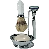 Kingsley 3 Piece Shave Set - Silver Plated
