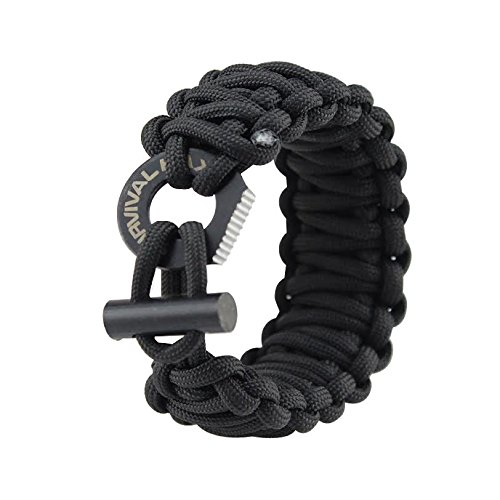 Paracord Survival Bracelet - Adjustable 550 - Fire Starter - Eye Knife - Fits Wrists 6 to 9 inches (Medium Size)
