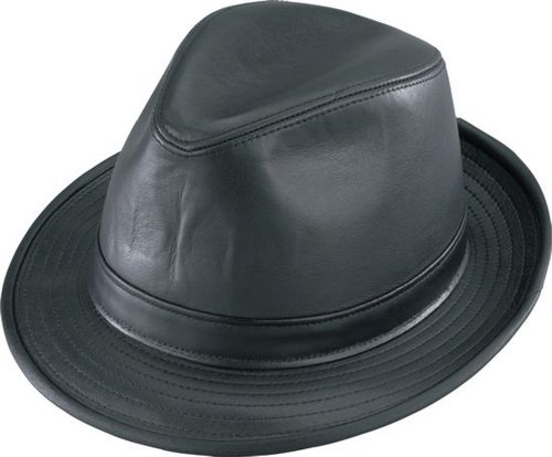 Black leather fedora Clearance