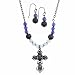Midnight Blues Cross Pendant Necklace Earrings Set