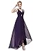 Ever-Pretty Double V-Neck Rhinestones Ruched Bust Hi-Lo Evening Party Dress 09983