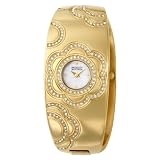 Badgley Mischka Women's BA1104MPGB Swarovski Crystal Accented Gold-Tone Flower Theme Cuff Watch
