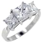 Square Cut Cz Trio Rings - Sterling Silver Promise Anniversary Ring