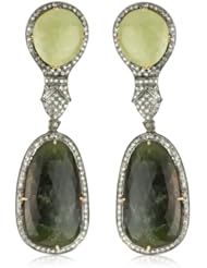 Amrapali 14k Gold and Sterling Silver Sapphire and Diamond Earrings