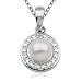 Platinum Overlay Sterling Silver Pearl Pendant w/ Diamond Accent, 18"