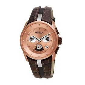 Breil Milano Chronograph Rose Gold Diamonds Dial Brown Leather Strap Swiss Watch BW0434