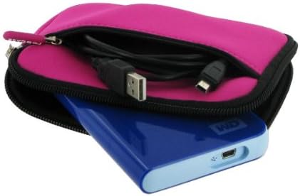 rooCASE SLV2 Neoprene Sleeve (Pretty Hot Pink) Carrying Case for Iomega eGo 1.5TB Portable Hard Drive SuperSpeed USB 3.0 Midnight Blue 35330