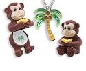 PALM TREE Crystal Necklace in MONKEY w/ BANANA Gift Box