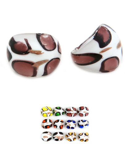 Improving Lifestyles Murano glass Ring White/Brown one size fits most