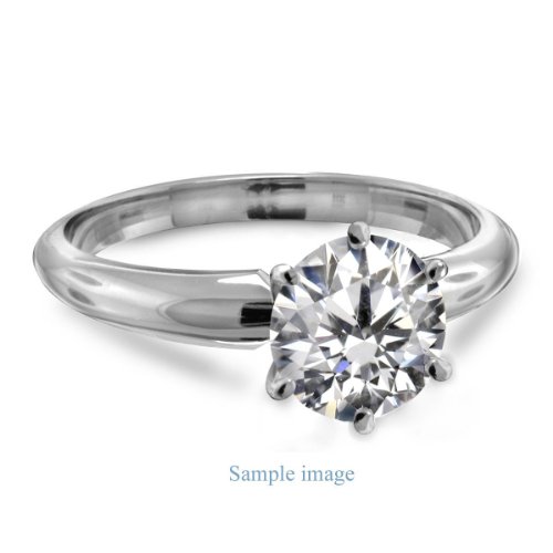 Six Prong Pre-Set Round Diamond Solitaire Ring In Platinum ( Color H , Clarity VS2 )