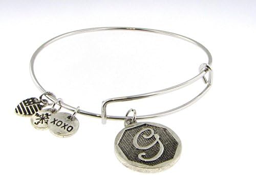 Maren Elena Alphabet Letter G Designer Inspired Expandable Bangle Bracelet (G)