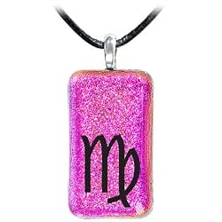Holly Lynn Pink Virgo Zodiac Dichroic Glass Necklace