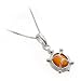 Certified Genuine Honey Amber and Sterling Silver Turtle Pendant on Italian Box Chain, 18