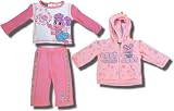 Sesame Street Abby Cadabby 3 piece Zipped hoodie, l/s shirt and pant set for infants in Pink