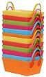 Bright Cotton Fabric Covered Small Cases with Leatherette Handles 12"x8"x5" Set of 12