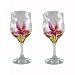 ArtisanStreet's Iris Design Wine Glasses. Hand Painted, Set of 2. One of a Kind, Signed