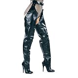 5 Inch Sexy Black Boots High Heel Chap Boots Cow Leather