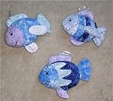 KidsLine Shimmer Collection Baby Nursery Wall Hanging Set of 3 Wall Hangings for Rainbow Fish Del Mar or Other Ocean Theme Rooms Kids Line