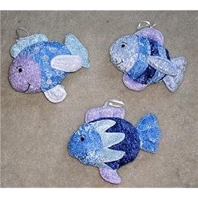 KidsLine Shimmer Collection Baby Nursery Wall Hanging Set of 3 Wall Hangings for Rainbow Fish Del Mar or Other Ocean Theme Rooms Kids Line