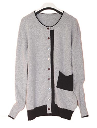 Notting hill 秋冬 大人 レディース カーディガン ニット セーター カシミヤ ラウンドネック カジュアル シンプル ゆったり スタイル ストレート グレー サイズ S〜2XL SSK-0094