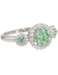 10k White Gold Created Mint Green Sapphire and Created White Sapphire Ring, Size 7