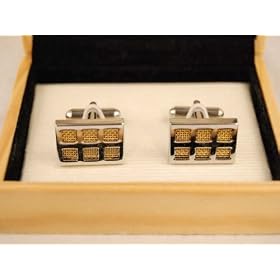 Geoffrey Beene Silver Gold Rectangle Cuff Links