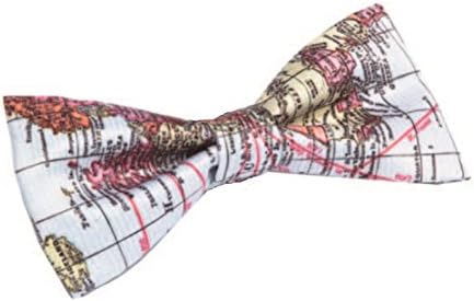 Orange Blinks Travel Map Bow Tie, Printed Map Pattern, Large
