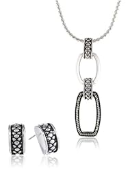 Napier "Napier Classics" Silver-Tone Pendant Necklace and Earrings Jewelry Set