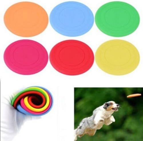 Silicone Dog Flying Disc Tooth Resistant Training Fetch Toy Blue Green Yellow Pink Red Orange Color