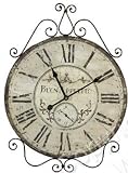 WROUGHT IRON WOOD VICTORIAN STATION WALL CLOCK