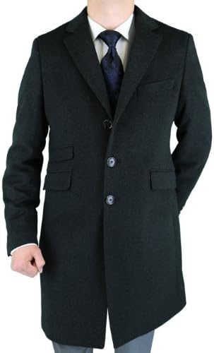 Luciano Natazzi Trim Fit Cashmere Mens Ticket Pocket Overcoat
