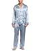 Intimo Mens Solid Silk Pj Set, Sky Blue, Medium